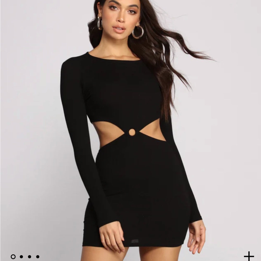 Ribbed Knit o-ring mini dress